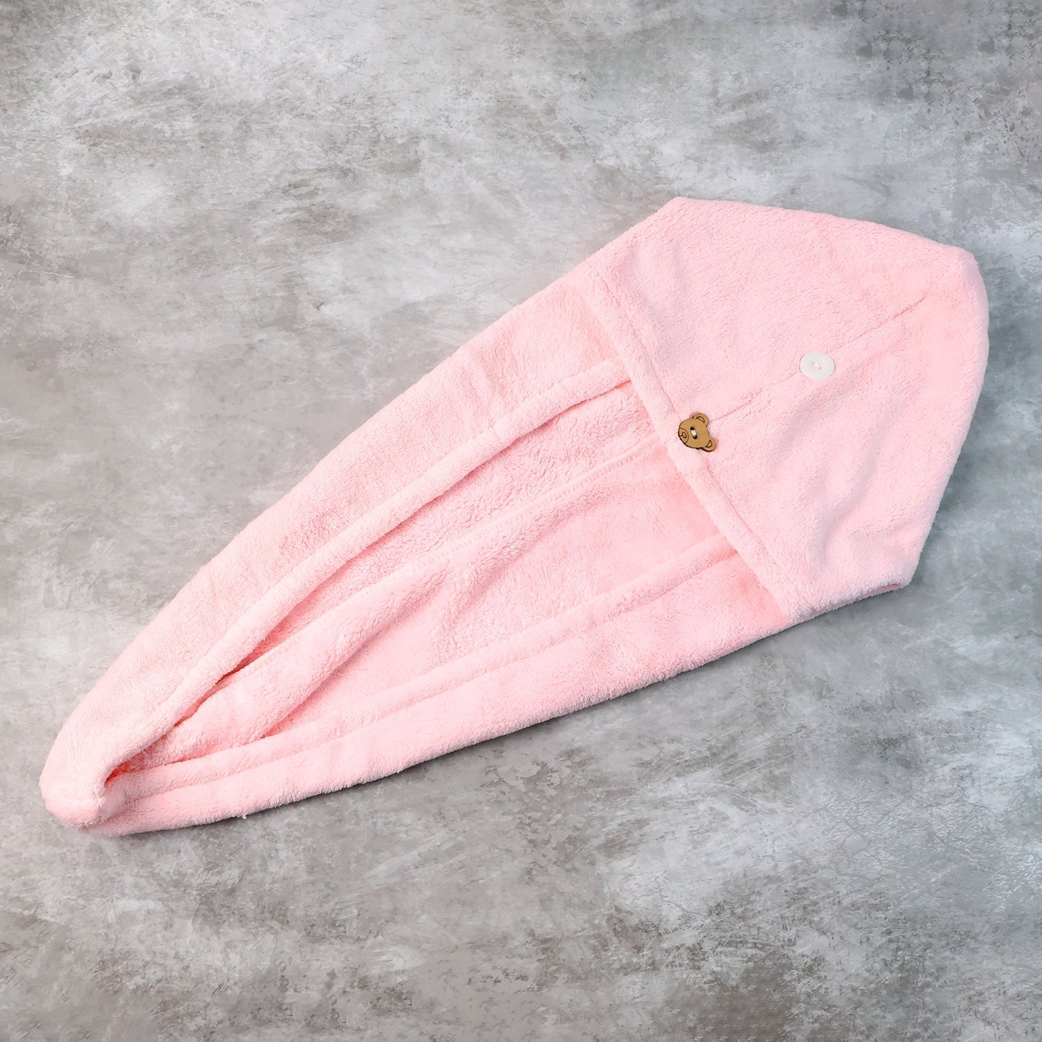 Soft Microfiber Hair Drying Towel Wrap with Cute Teddy Bear Button (1 Pc) Soft Microfiber Hair Drying Towel Wrap with Cute Teddy Bear Button (1 Pc)